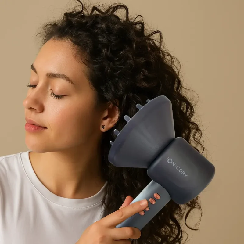Hårtørrer med Diffuser i brug - Ionic Pro
