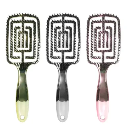 Volumenhårbørste med huldesign - Guld, sølv, pink